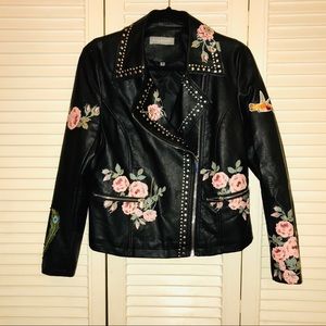 Bagatelle Faux leather jacket with florals M